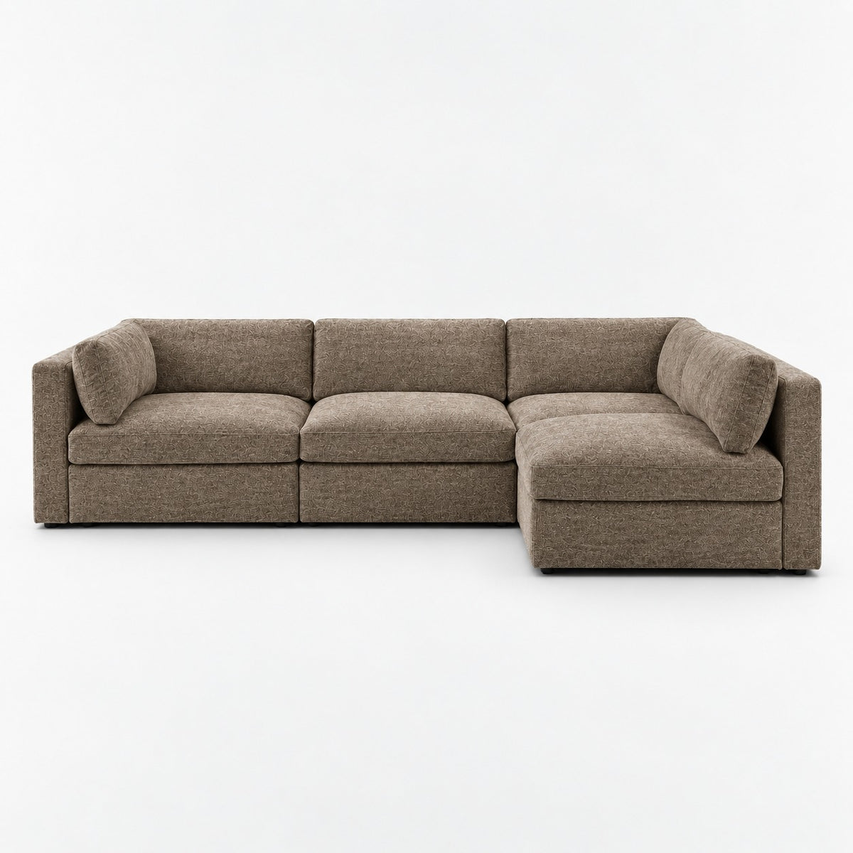 Bellano L-Shape Sofa — Luxe Chenille / Mocha / Box — Supportive memory foam — plain background
