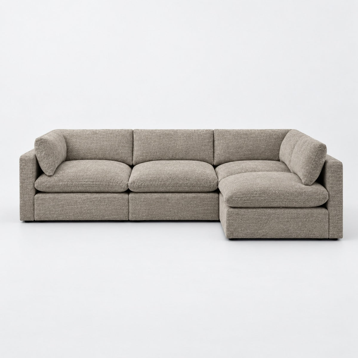Bellano L-Shape Sofa — Luxe Chenille / Summer Beach / Pillow — Extra-soft fibre & feather — plain background