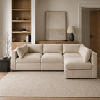 Bellano L-Shape Sofa + Storage Ottoman in a light contemporary living room