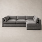 Bellano L-Shape Sofa + Storage Ottoman in Luxe Steel Grey Luxe Chenille