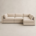 Bellano L-Shape Sofa + Storage Ottoman in Summer Beach Luxe Chenille
