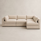 Bellano L-Shape Sofa + Storage Ottoman in Summer Beach Luxe Chenille