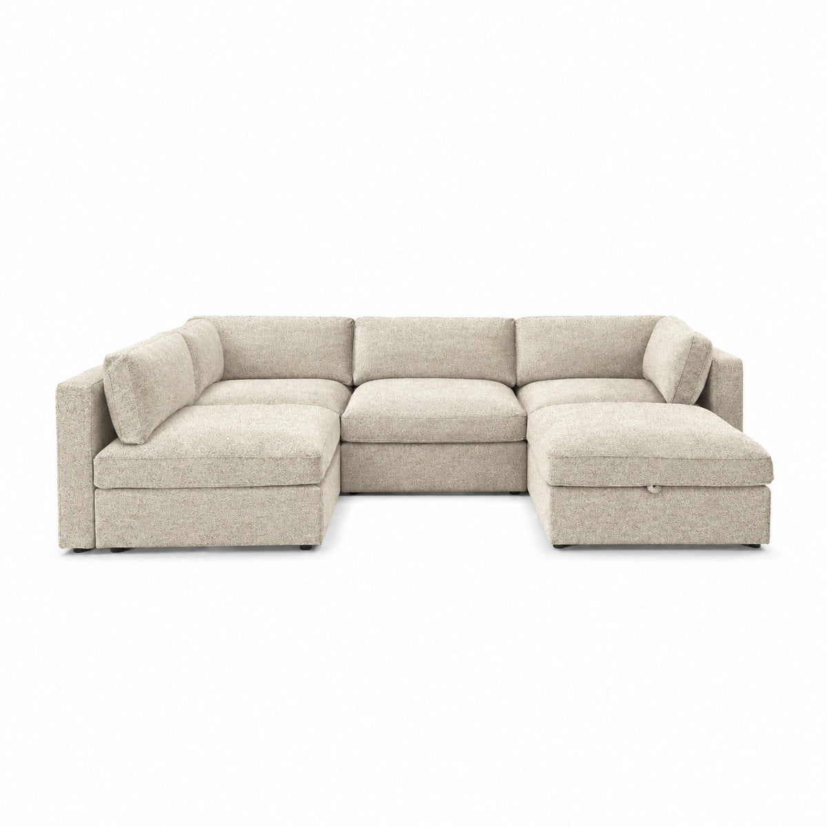 Bellano Large L-Shape Sofa + Storage Ottoman — Bouclé Meringue — Box — Supportive memory foam