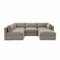 Bellano Large L-Shape Sofa + Storage Ottoman — Luxe Chenille Summer Beach — Box — Supportive memory foam