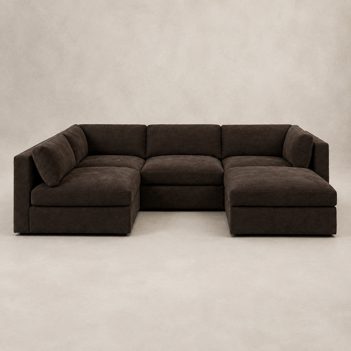 Bellano Large L-Shape Sofa + Storage Ottoman in Double Espresso Luxe Chenille