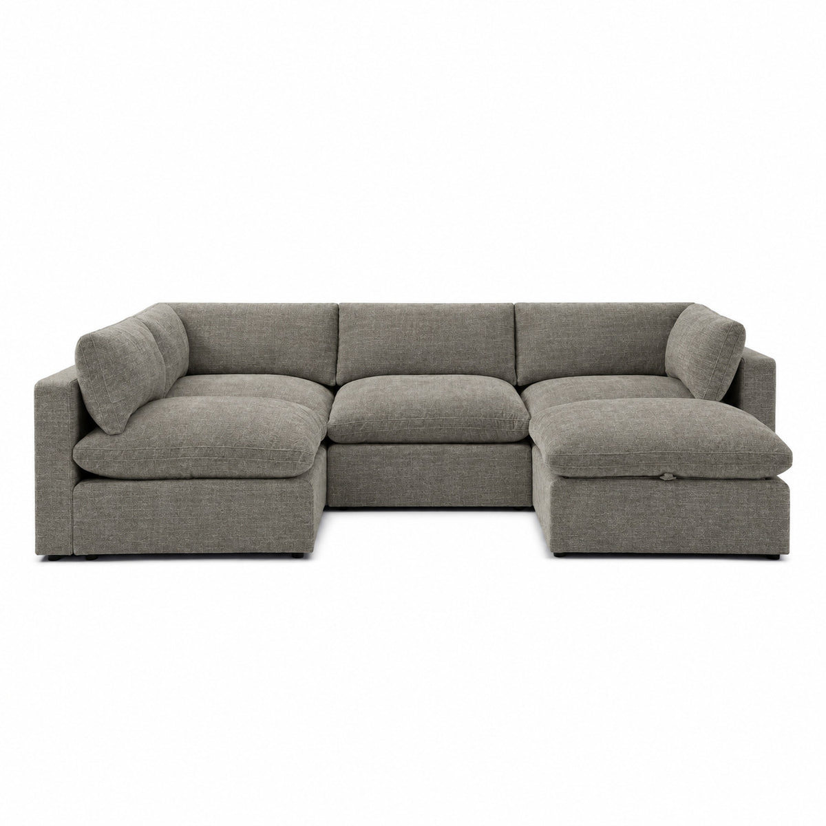 Bellano Large L-Shape Sofa + Storage Ottoman — Luxe Chenille Crimsy Truffle — Pillow — Extra-soft fibre & feather