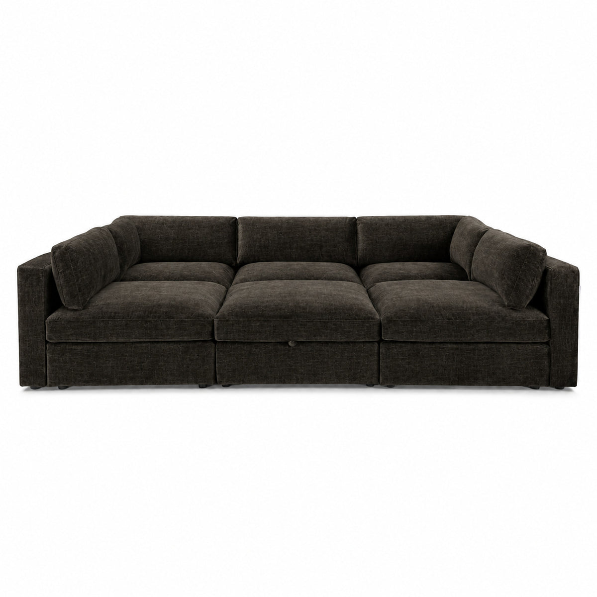 Bellano Pit Cinema Sofa — Luxe Chenille Double Espresso — Box — Supportive memory foam