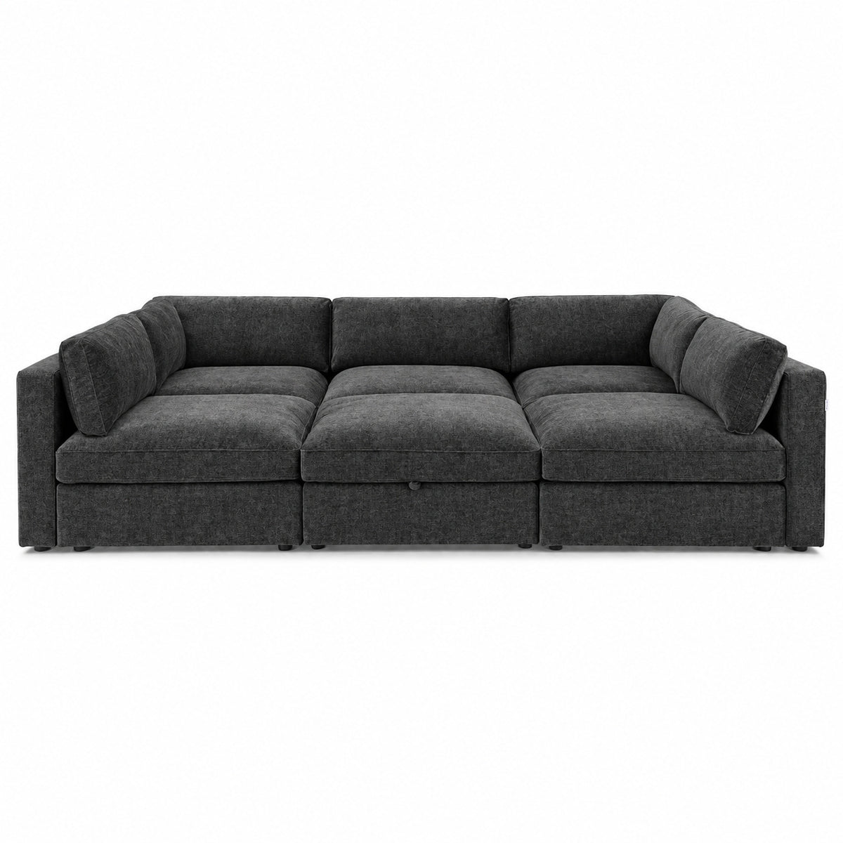 Bellano Pit Cinema Sofa — Luxe Chenille Luxe Steel — Box — Supportive memory foam