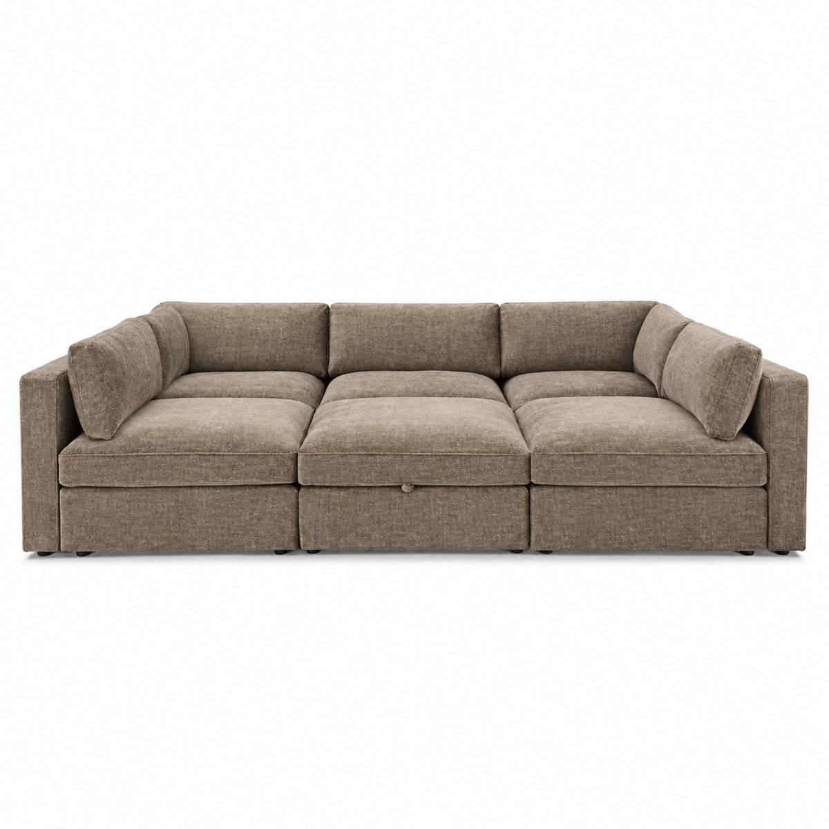 Bellano Pit Cinema Sofa — Luxe Chenille Mocha — Box — Supportive memory foam