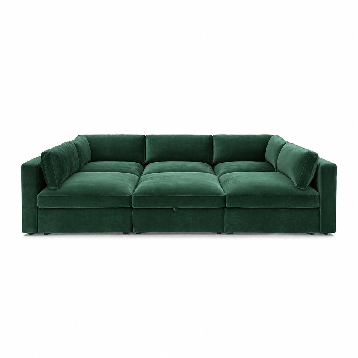 Bellano Pit Cinema Sofa — Plush Velvet Emerald — Box — Supportive memory foam