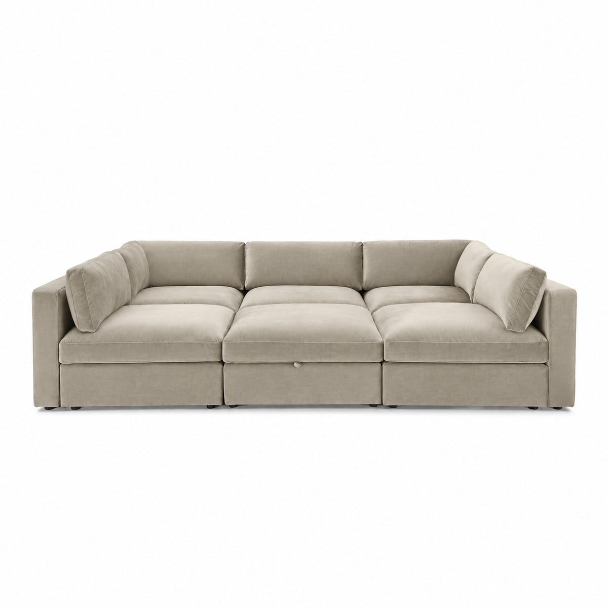 Bellano Pit Cinema Sofa — Plush Velvet Vanilla Cream — Box — Supportive memory foam