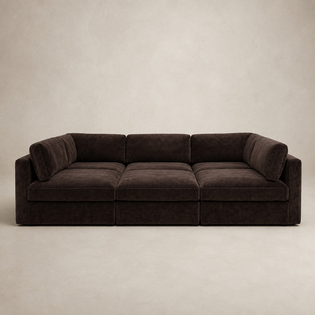 Bellano Pit Cinema Sofa in Double Espresso Luxe Chenille