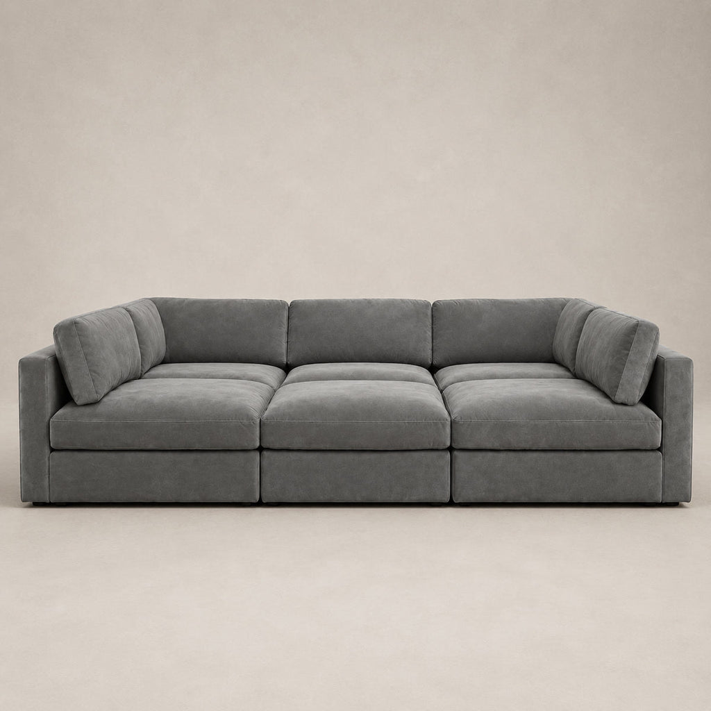 Bellano Pit Cinema Sofa in Luxe Steel Grey Luxe Chenille