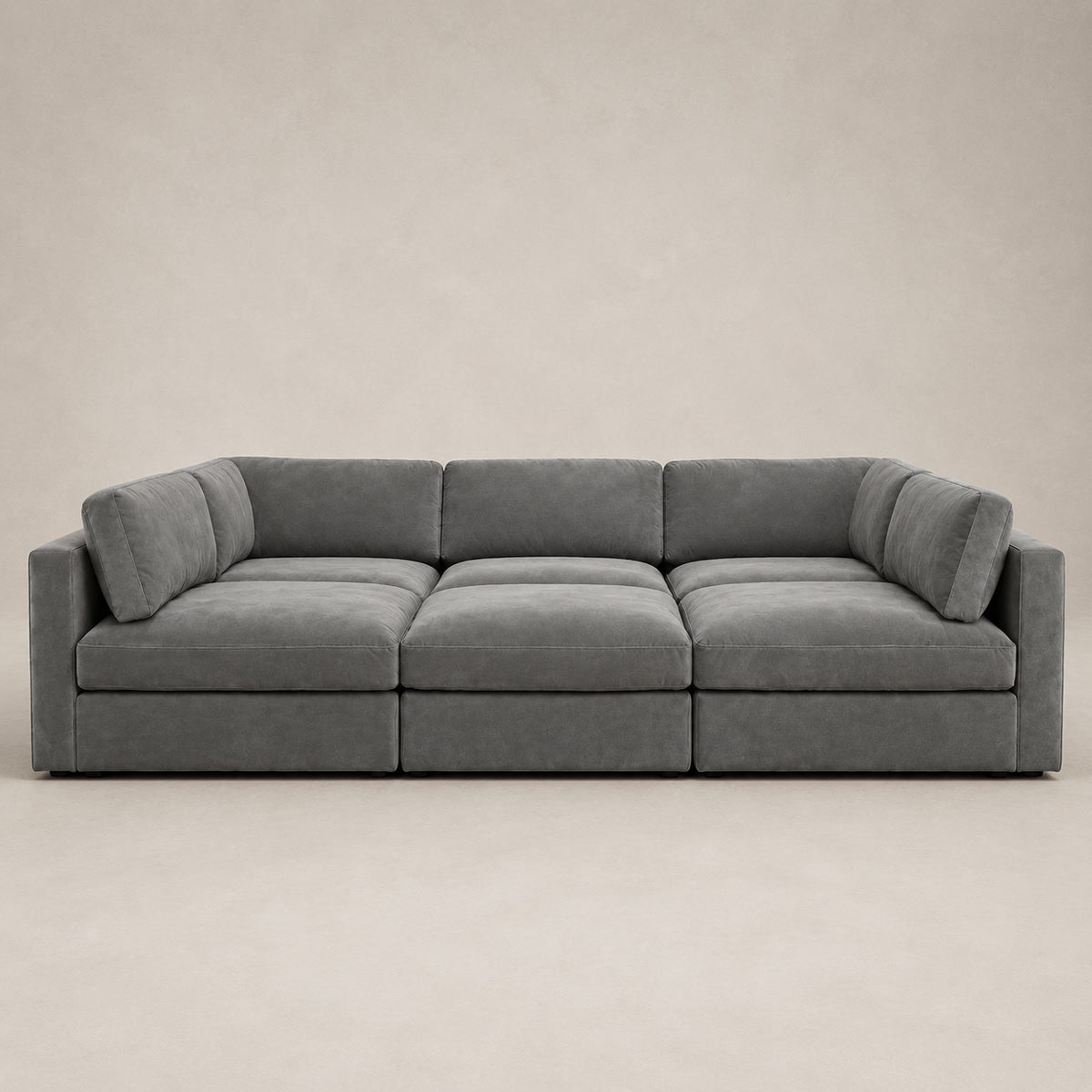Bellano Pit Cinema Sofa in Luxe Steel Grey Luxe Chenille