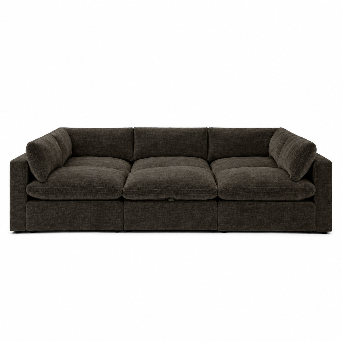 Bellano Pit Cinema Sofa — Luxe Chenille Double Espresso — Pillow — Extra-soft fibre & feather