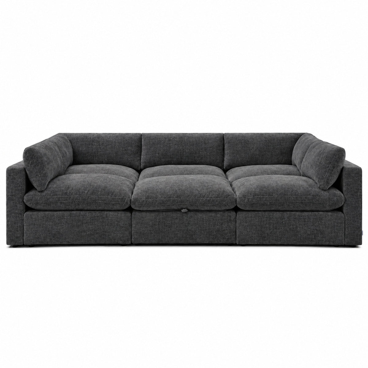 Bellano Pit Cinema Sofa — Luxe Chenille Luxe Steel — Pillow — Extra-soft fibre & feather
