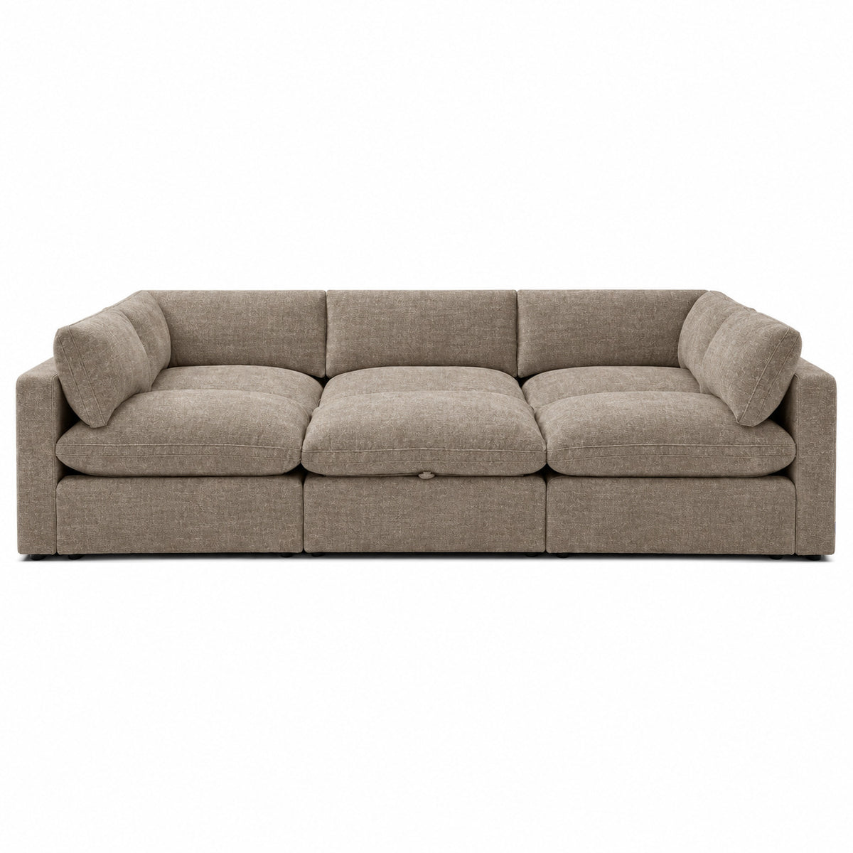 Bellano Pit Cinema Sofa — Luxe Chenille Mocha — Pillow — Extra-soft fibre & feather
