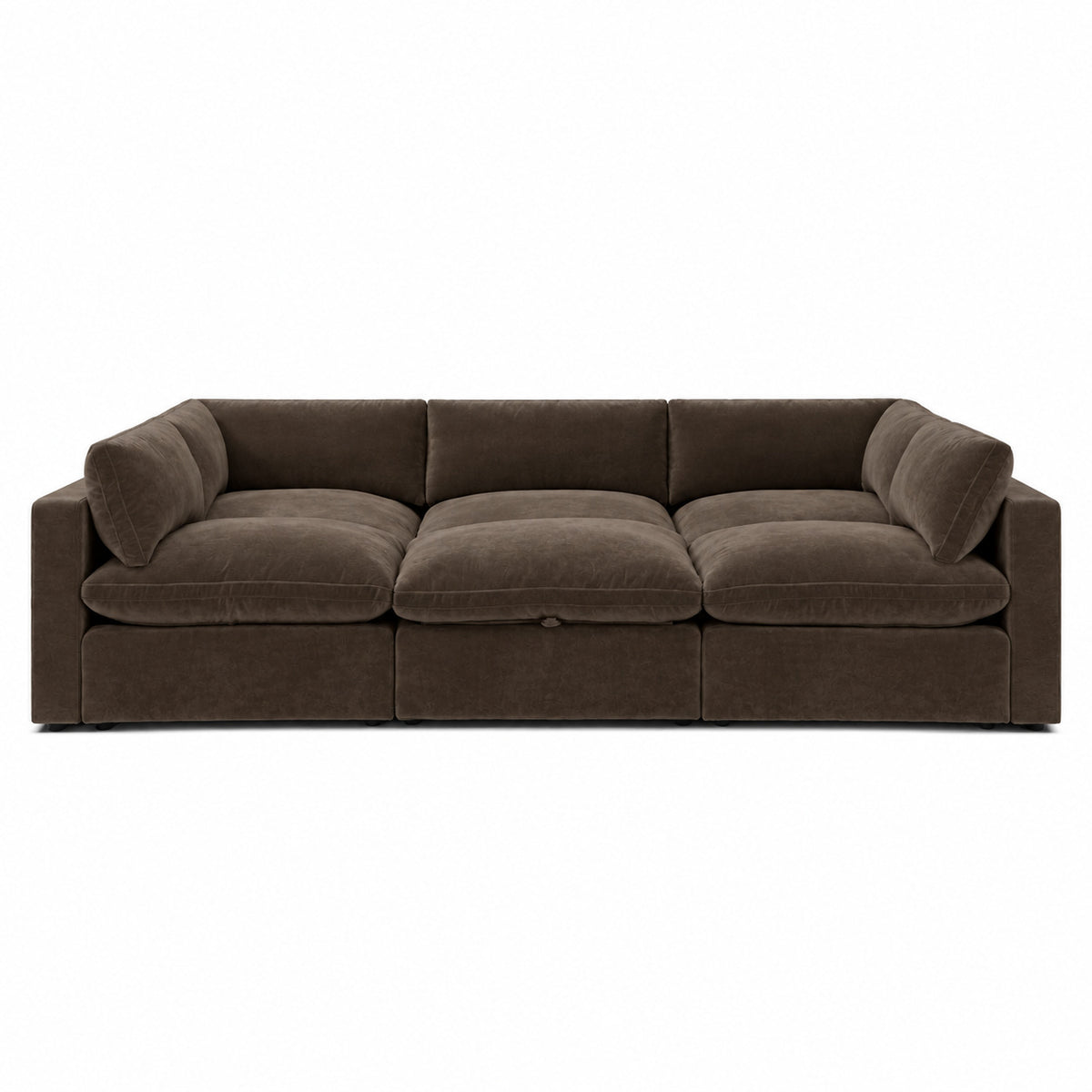 Bellano Pit Cinema Sofa — Plush Velvet Espresso — Pillow — Extra-soft fibre & feather