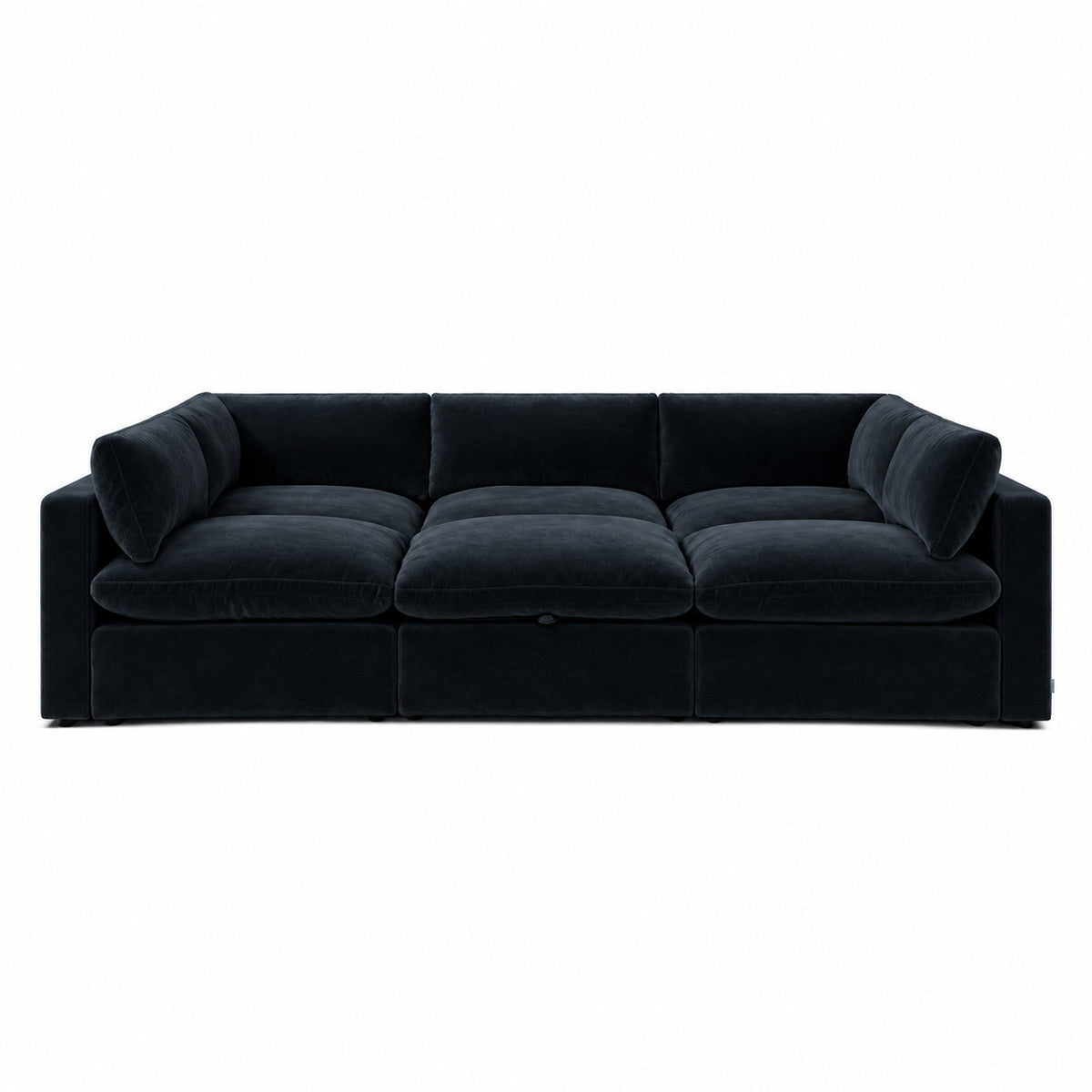 Bellano Pit Cinema Sofa — Plush Velvet Midnight Noir — Pillow — Extra-soft fibre & feather