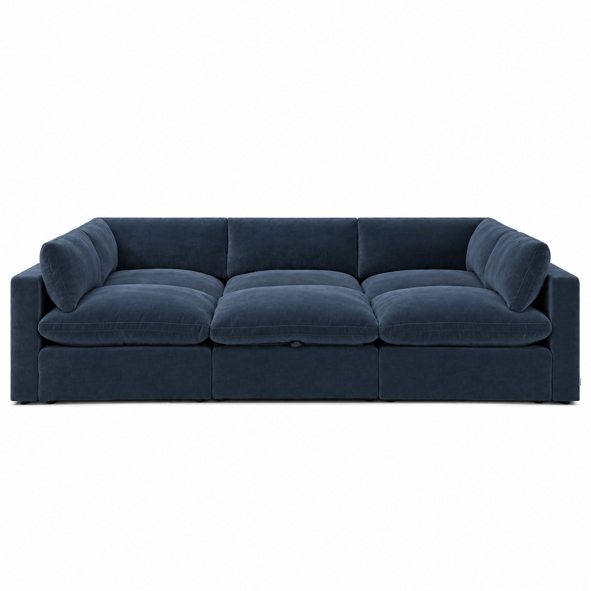 Bellano Pit Cinema Sofa — Plush Velvet Pacific — Pillow — Extra-soft fibre & feather