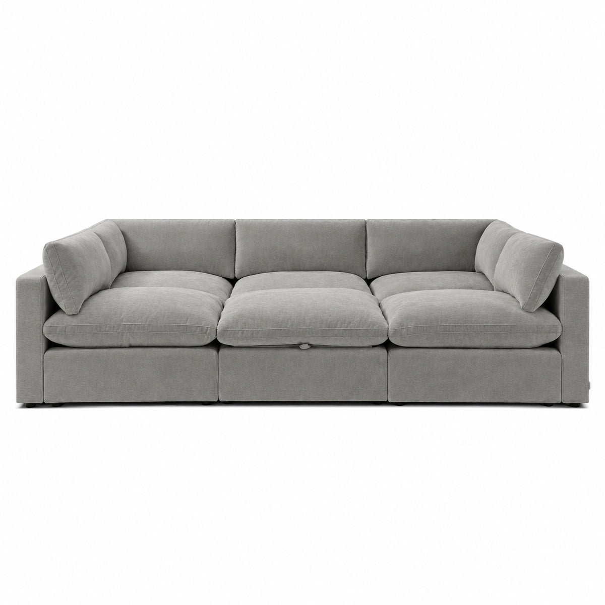 Bellano Pit Cinema Sofa — Plush Velvet Silver — Pillow — Extra-soft fibre & feather