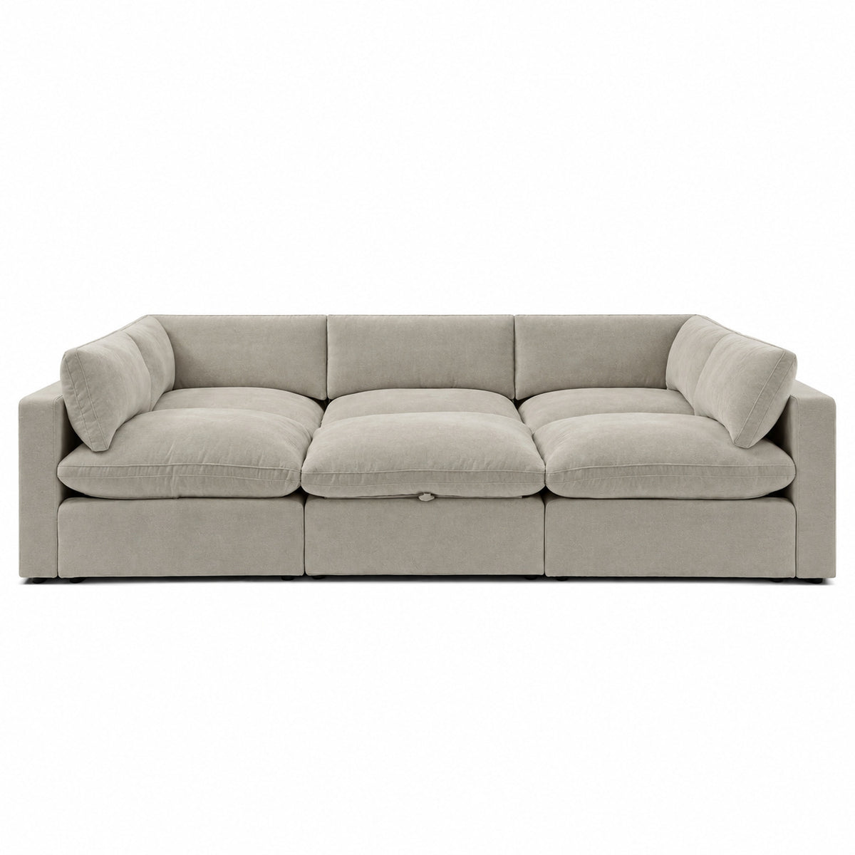 Bellano Pit Cinema Sofa — Plush Velvet Vanilla Cream — Pillow — Extra-soft fibre & feather