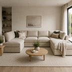 Bellano U-Shape Sofa + Storage Ottoman in a light contemporary living room