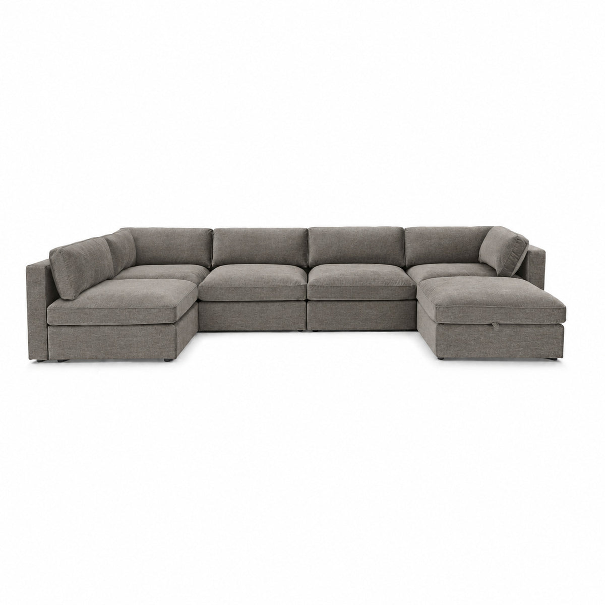 Bellano U-Shape Sofa + Storage Ottoman — Luxe Chenille Crimsy Truffle — Box — Supportive memory foam