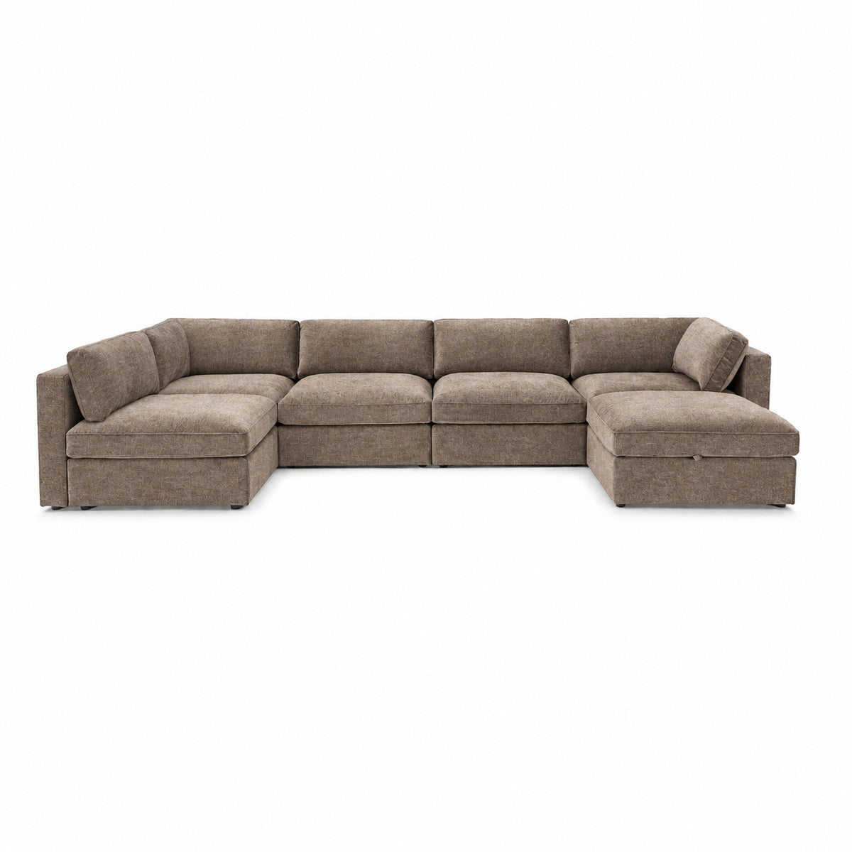 Bellano U-Shape Sofa + Storage Ottoman — Luxe Chenille Mocha — Box — Supportive memory foam