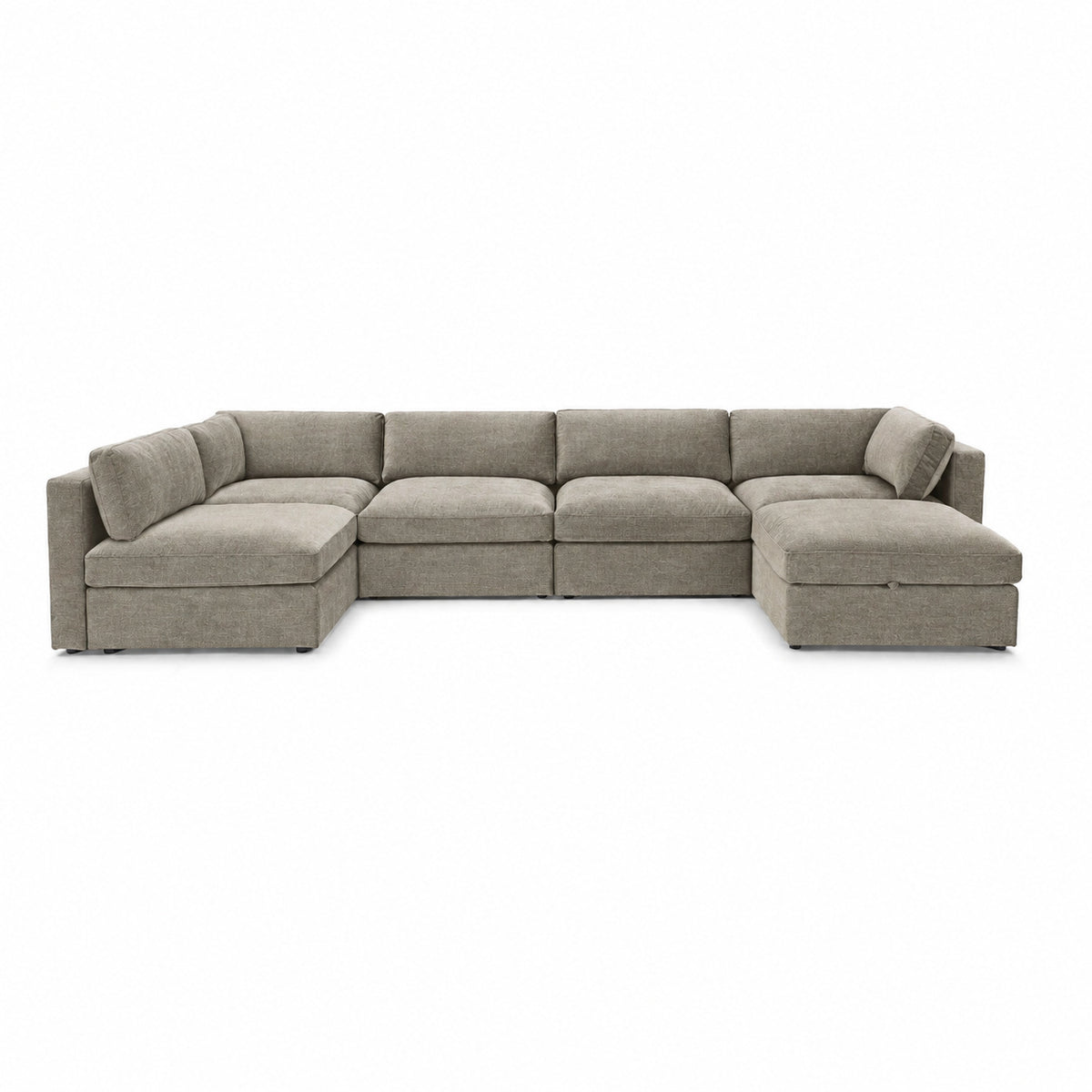 Bellano U-Shape Sofa + Storage Ottoman — Luxe Chenille Summer Beach — Box — Supportive memory foam