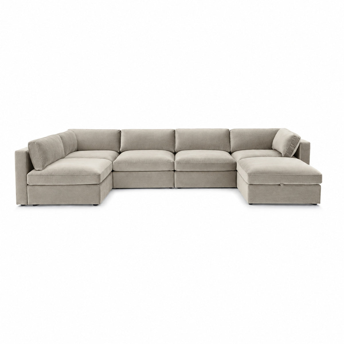 Bellano U-Shape Sofa + Storage Ottoman — Plush Velvet Vanilla Cream — Box — Supportive memory foam