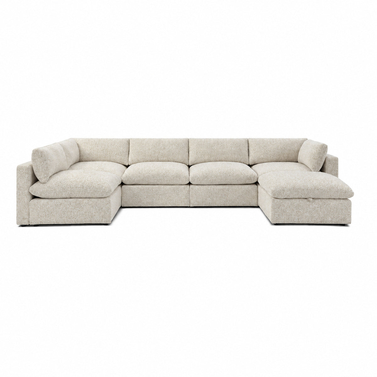 Bellano U-Shape Sofa + Storage Ottoman — Bouclé Meringue — Pillow — Extra-soft fibre & feather
