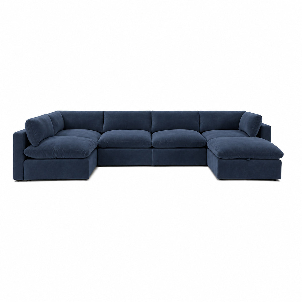 Bellano U-Shape Sofa + Storage Ottoman — Plush Velvet Pacific — Pillow — Extra-soft fibre & feather