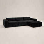 Black modular sectional sofa with chaise, luxury living room furniture
