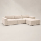 Luxury beige sectional sofa with chaise, modern modular design for living room comfort