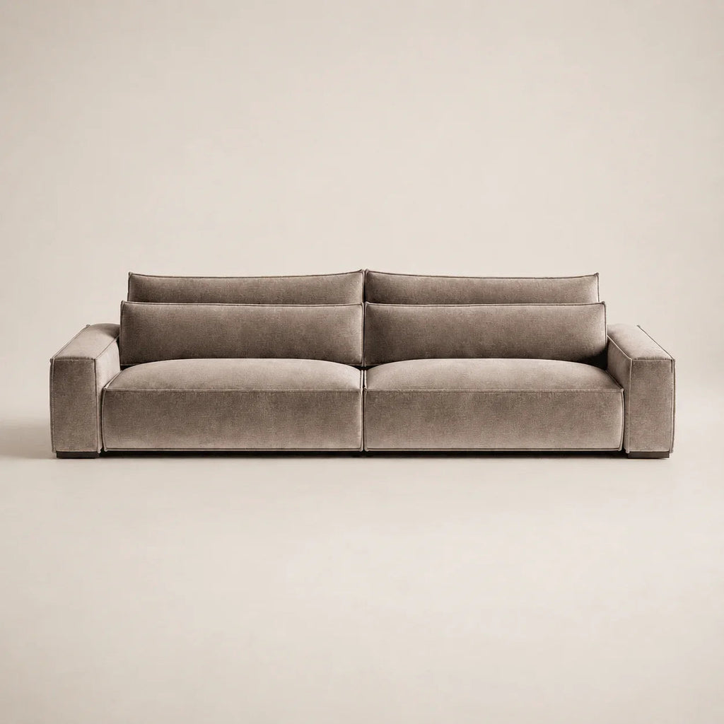 Luxury grey velvet sofa with modular design, perfect for modern living rooms