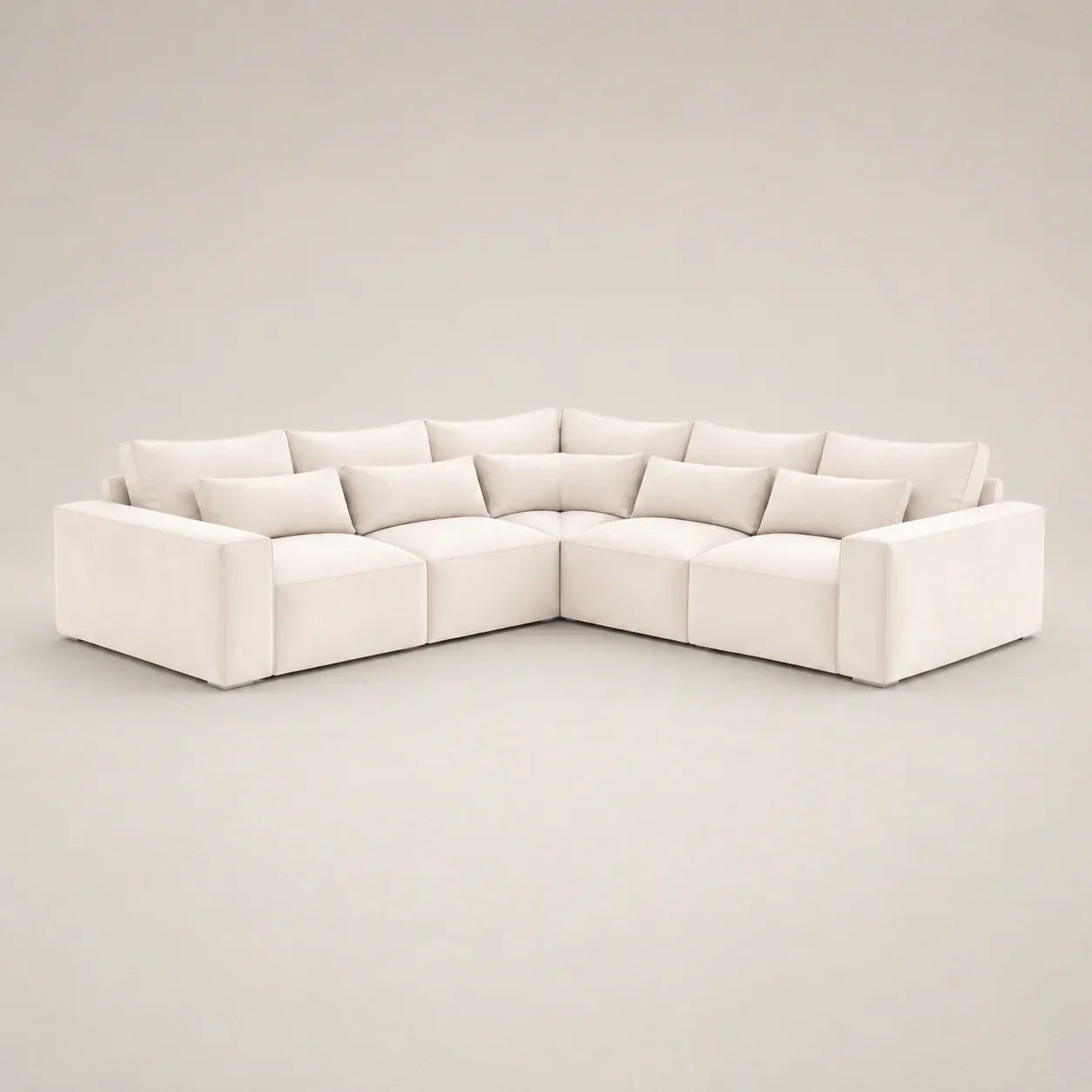 Luxury white corner sofa with modular design, plush cushions, ideal for modern living rooms