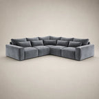 Luxury grey velvet corner sofa with modular design and plush cushions for modern living rooms