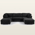 Luxury black fabric sectional sofa with chaise lounges and modern metal feet
