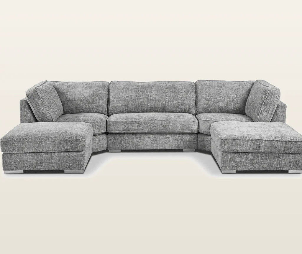 Luxury gray sectional sofa with chaise lounges, modern design for living room comfort