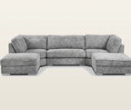 Luxury gray sectional sofa with chaise lounges, modern design for living room comfort