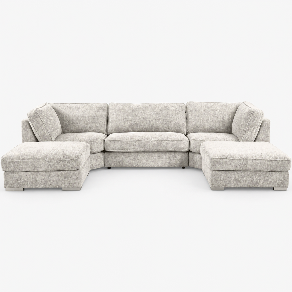 Bristol U Shape Corner Sofa — Light Neutral — cold light grey clean studio