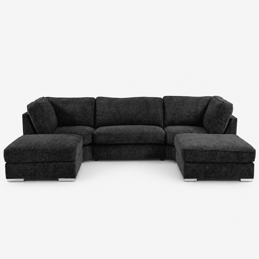 Bristol U Shape Corner Sofa — Midnight Noir — cold light grey clean studio