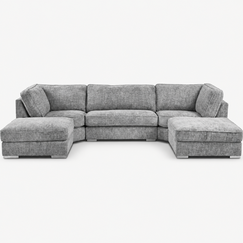 Bristol U Shape Corner Sofa — Smoked Steel — cold light grey clean studio