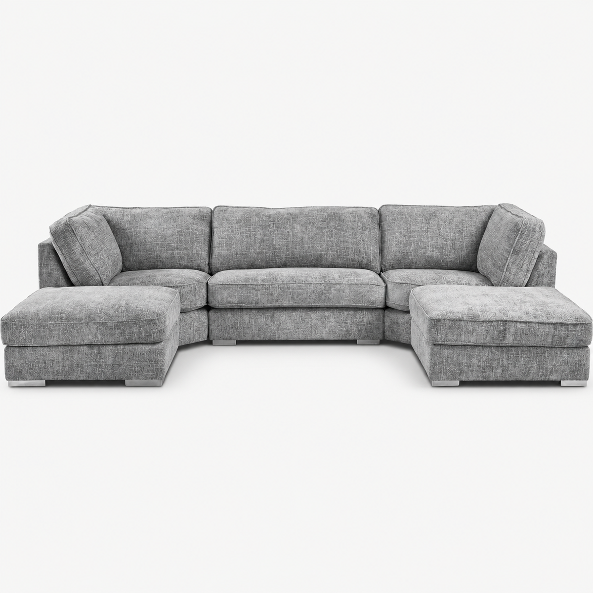 Bristol U Shape Corner Sofa — Smoked Steel — cold light grey clean studio
