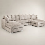 Luxury grey sectional sofa with chaise lounges and plush cushions, ideal for modern living rooms