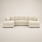 Luxury beige sectional sofa with chaise lounges, modern design for UK living rooms