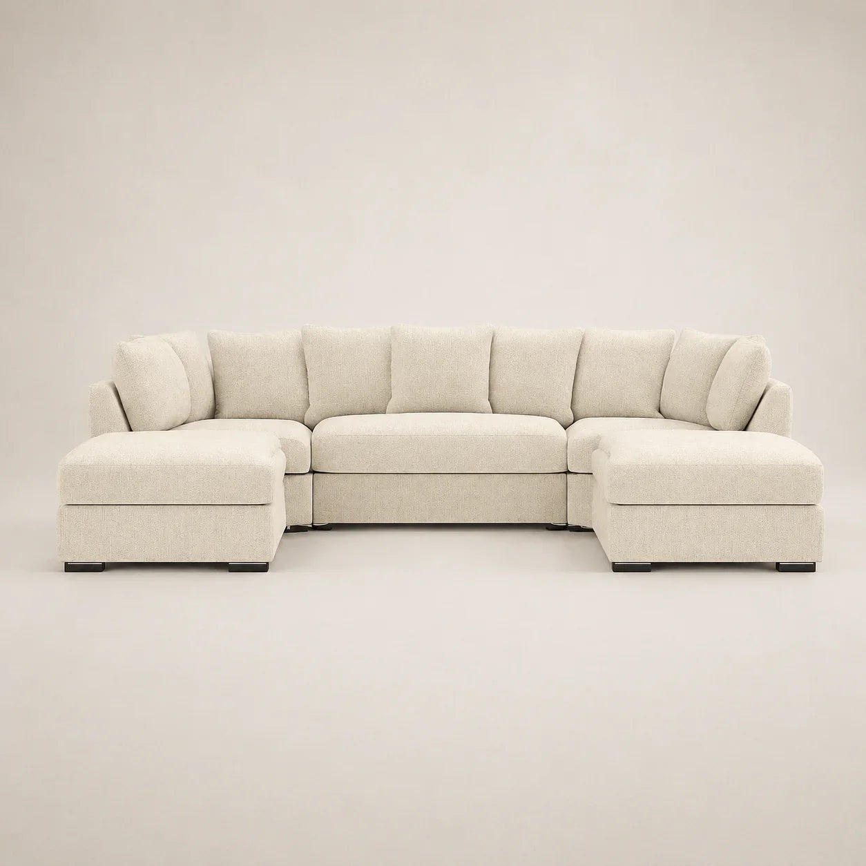 Luxury beige sectional sofa with chaise lounges, modern design for UK living rooms