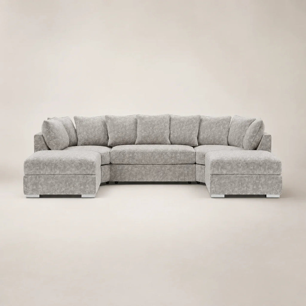 Luxury gray sectional sofa with chaise lounges, perfect for modern living rooms