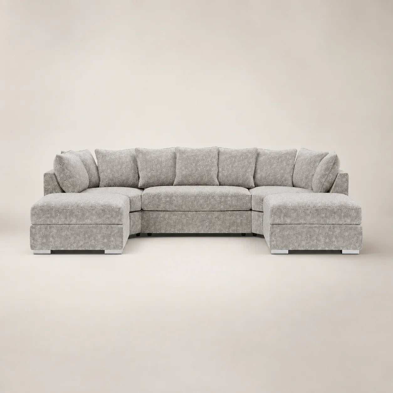 Luxury gray sectional sofa with chaise lounges, perfect for modern living rooms